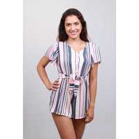 ROMANTIC RAYAS BOTONES LAZOS ENTERITO SHORT M/CORTA