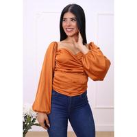 ANTONELLA CORRUGADO BLUSA SATIN M LARGA ELEGANTE